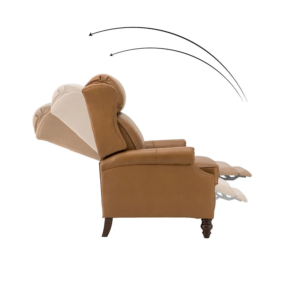 Noëmon Genuine Leather Recliner with Nailhead Trims
