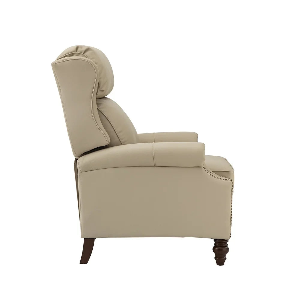 Noëmon Genuine Leather Recliner with Nailhead Trims
