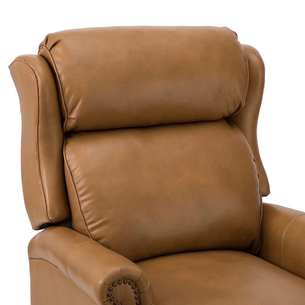 Noëmon Genuine Leather Recliner with Nailhead Trims