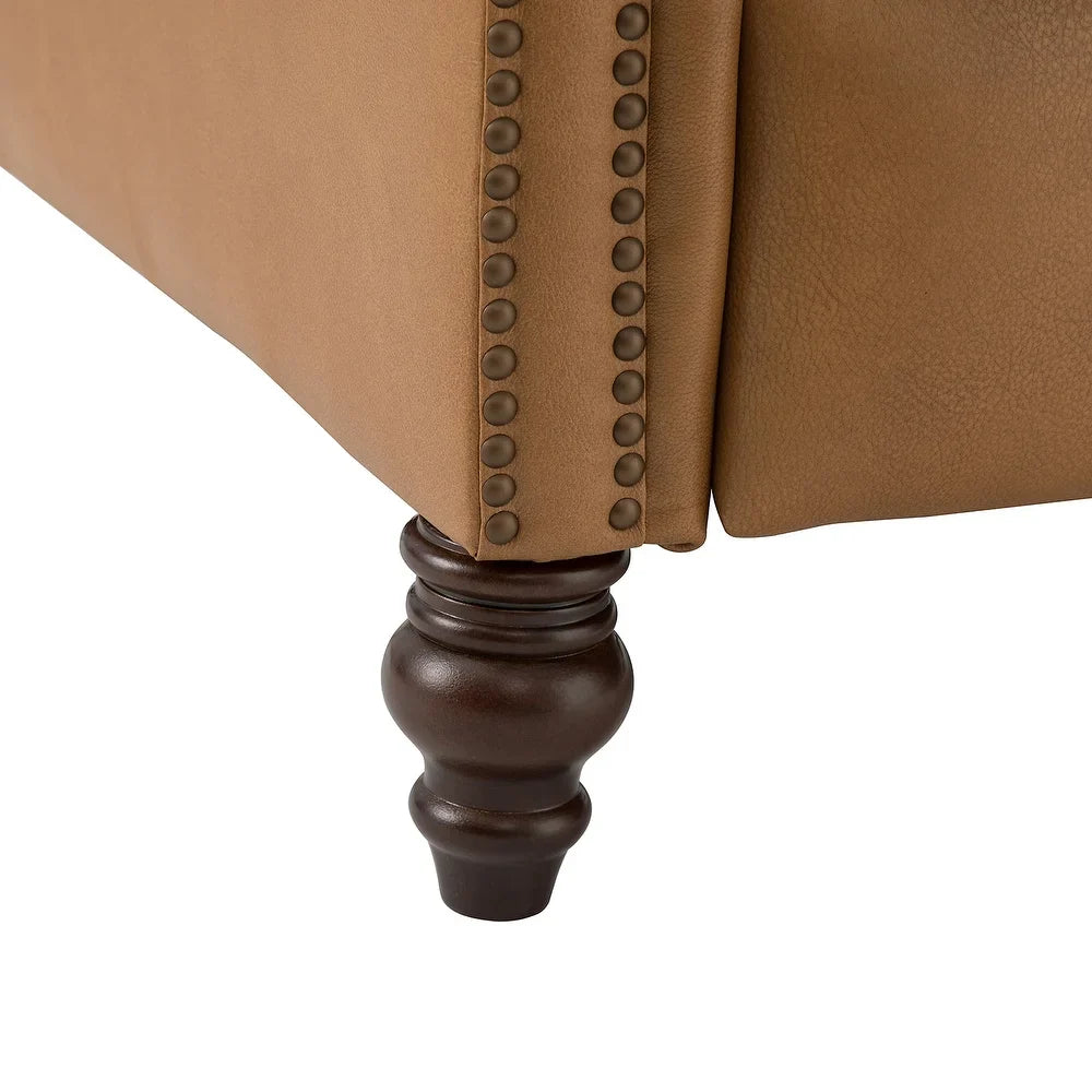 Noëmon Genuine Leather Recliner with Nailhead Trims