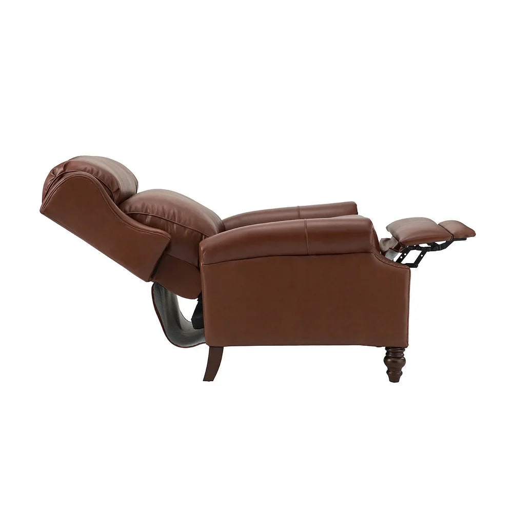 Noëmon Genuine Leather Recliner with Nailhead Trims