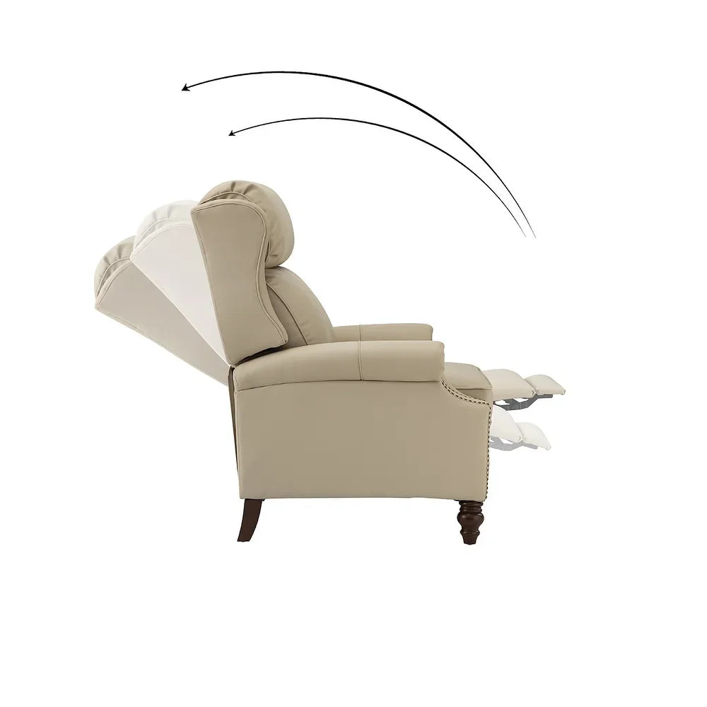 Noëmon Genuine Leather Recliner with Nailhead Trims