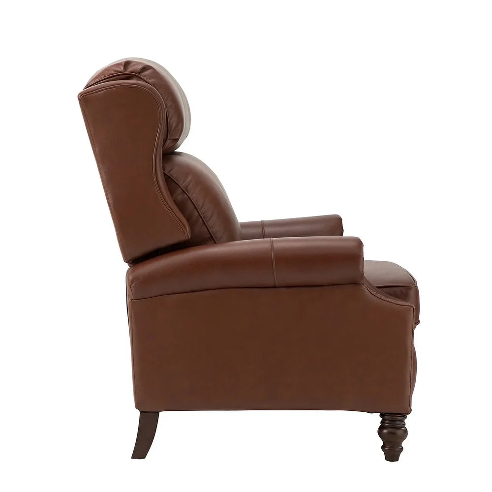 Noëmon Genuine Leather Recliner with Nailhead Trims