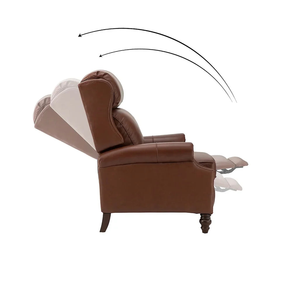 Noëmon Genuine Leather Recliner with Nailhead Trims