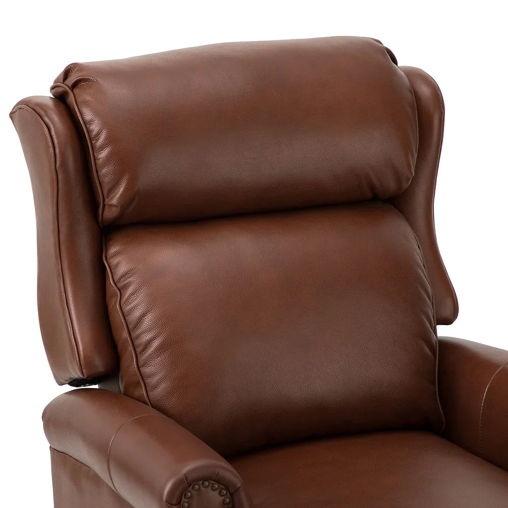 Noëmon Genuine Leather Recliner with Nailhead Trims