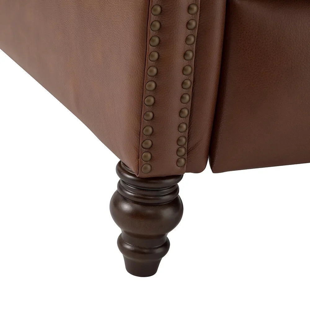 Noëmon Genuine Leather Recliner with Nailhead Trims
