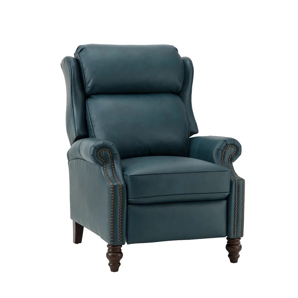Noëmon Genuine Leather Recliner with Nailhead Trims