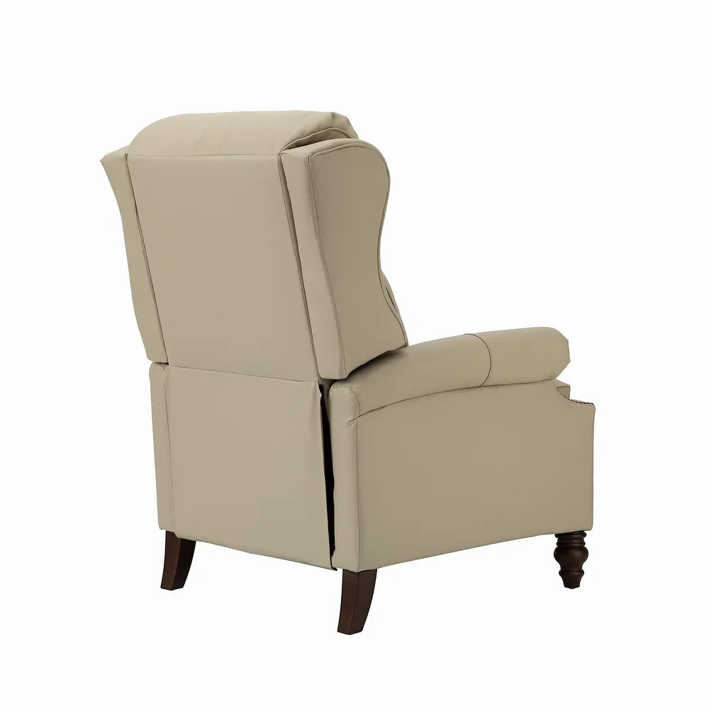 Noëmon Genuine Leather Recliner with Nailhead Trims