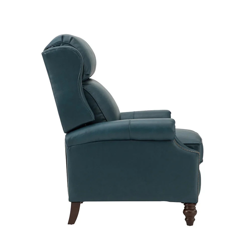 Noëmon Genuine Leather Recliner with Nailhead Trims