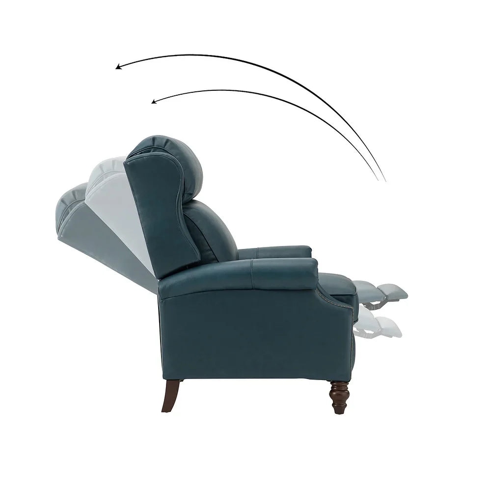 Noëmon Genuine Leather Recliner with Nailhead Trims