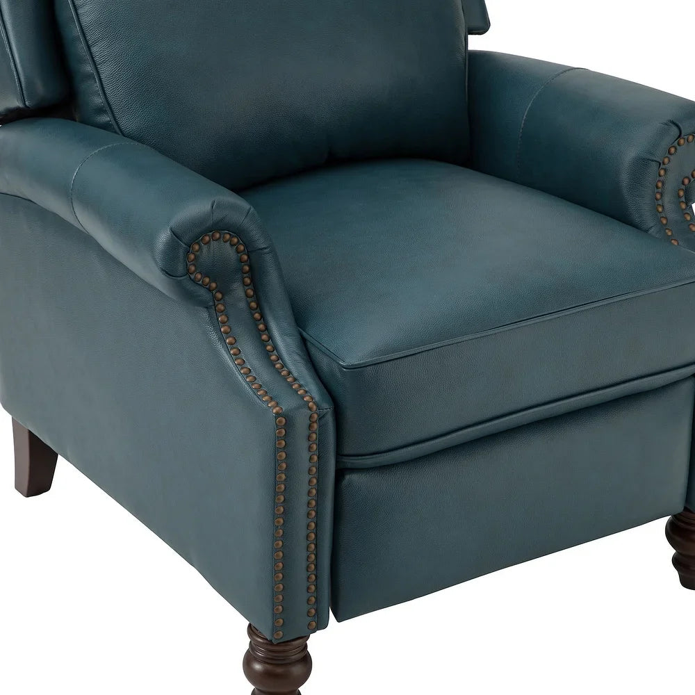 Noëmon Genuine Leather Recliner with Nailhead Trims