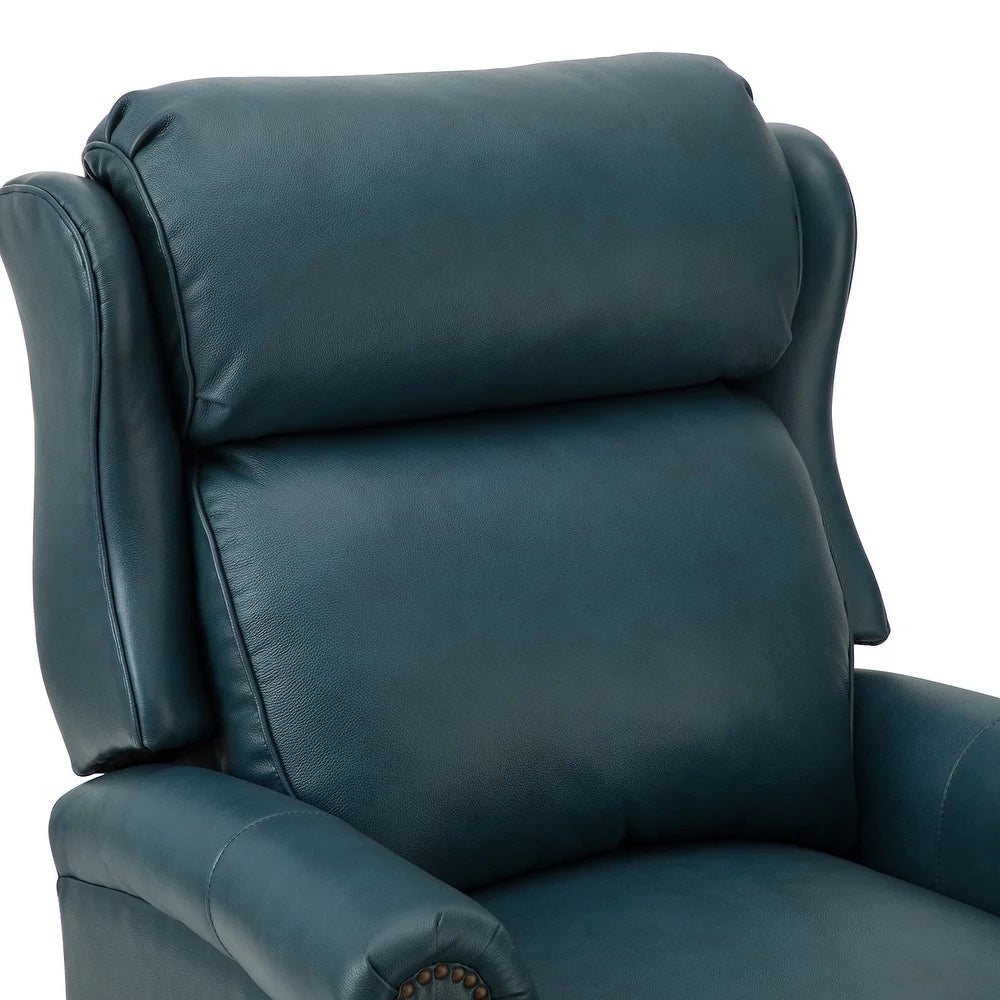 Noëmon Genuine Leather Recliner with Nailhead Trims