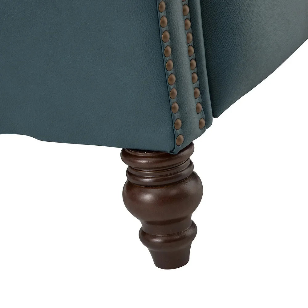 Noëmon Genuine Leather Recliner with Nailhead Trims