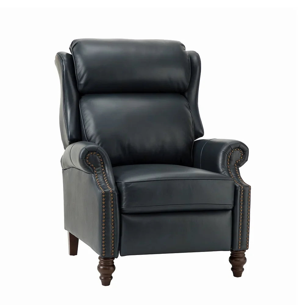Noëmon Genuine Leather Recliner with Nailhead Trims