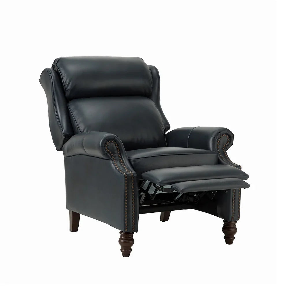 Noëmon Genuine Leather Recliner with Nailhead Trims
