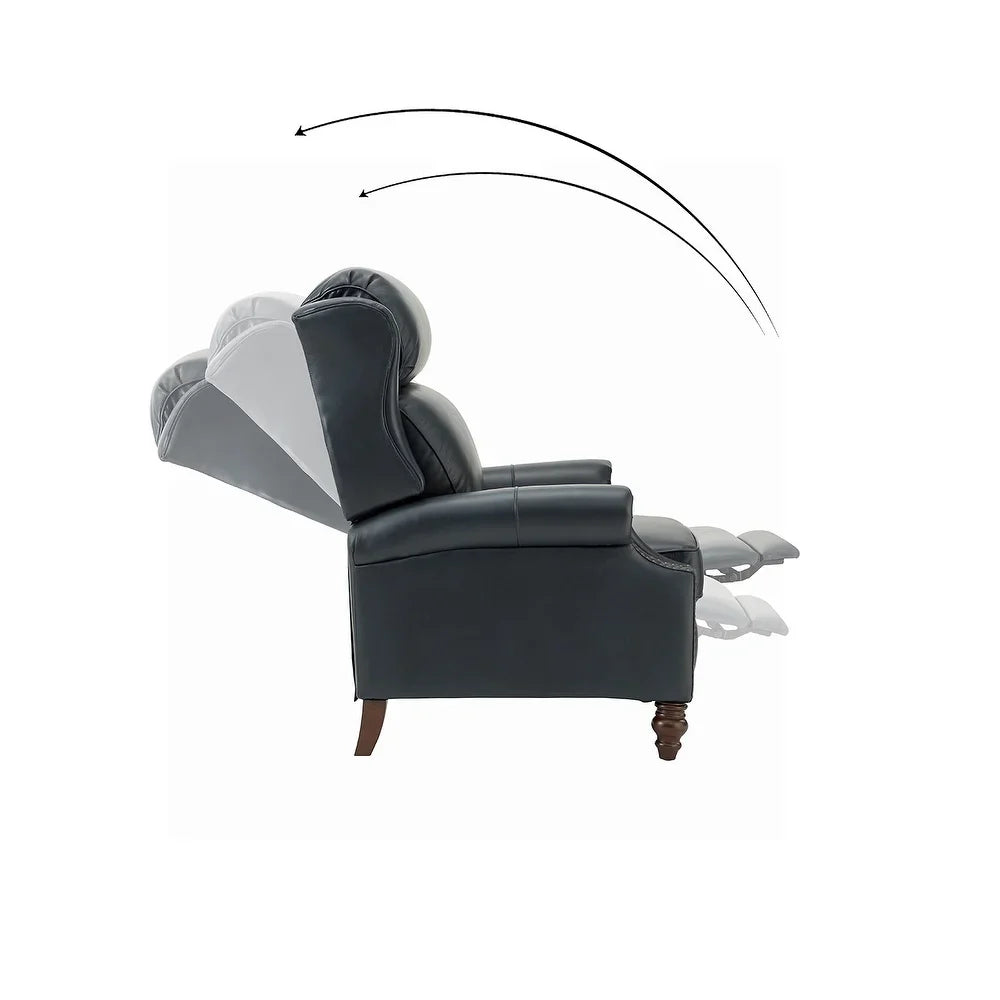 Noëmon Genuine Leather Recliner with Nailhead Trims