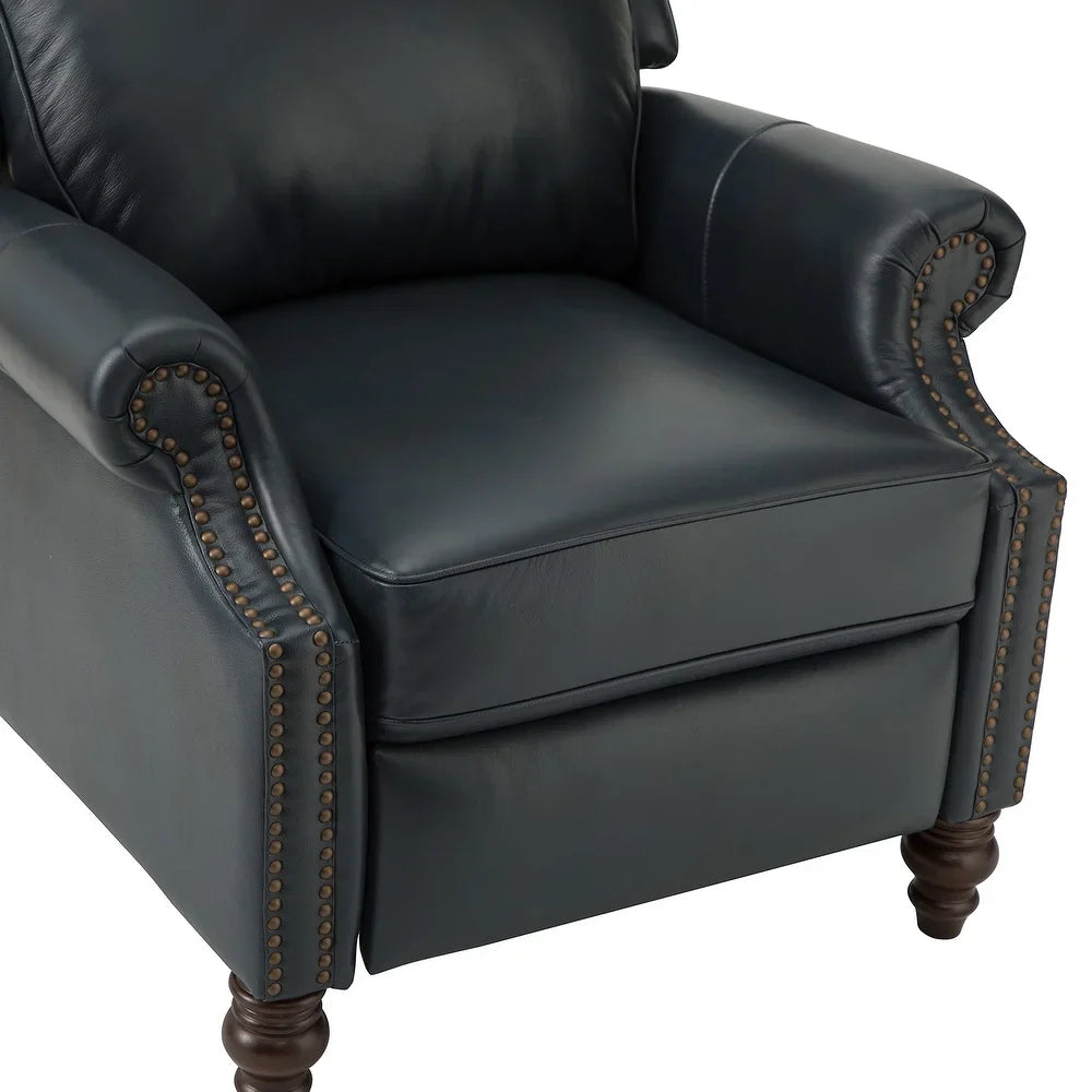 Noëmon Genuine Leather Recliner with Nailhead Trims