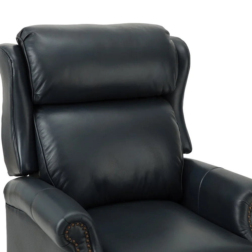 Noëmon Genuine Leather Recliner with Nailhead Trims