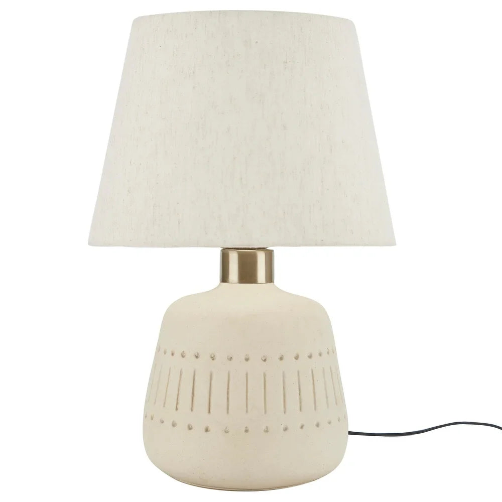 Nourison 16" Boho Cream Textured Ceramic Table Lamp