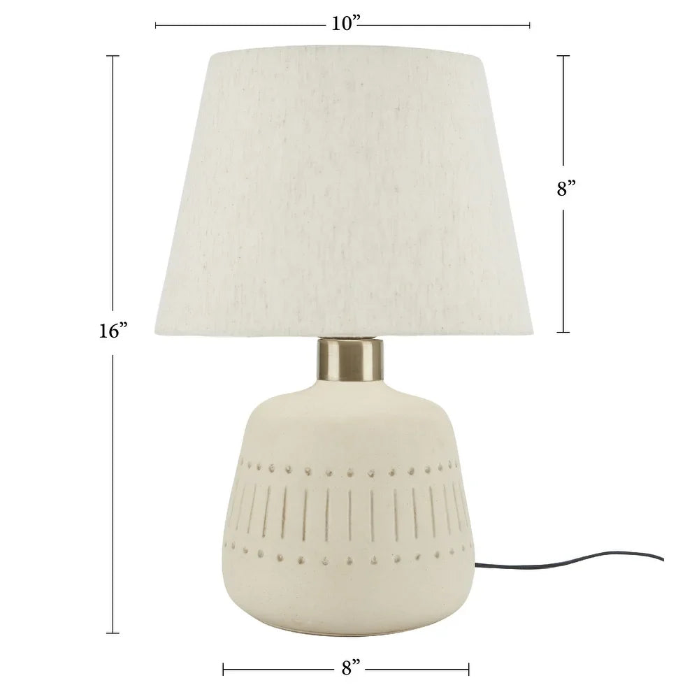 Nourison 16" Boho Cream Textured Ceramic Table Lamp