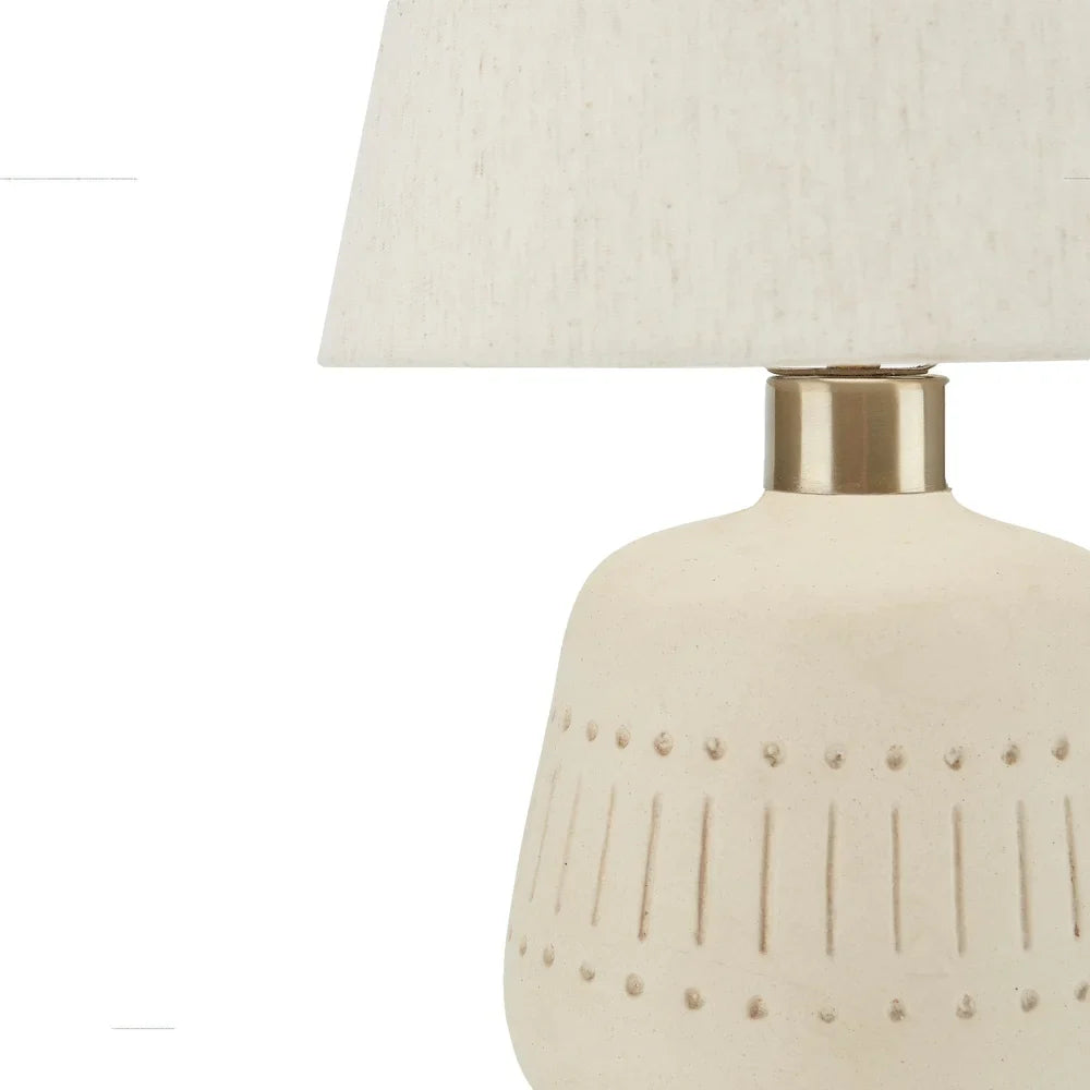 Nourison 16" Boho Cream Textured Ceramic Table Lamp