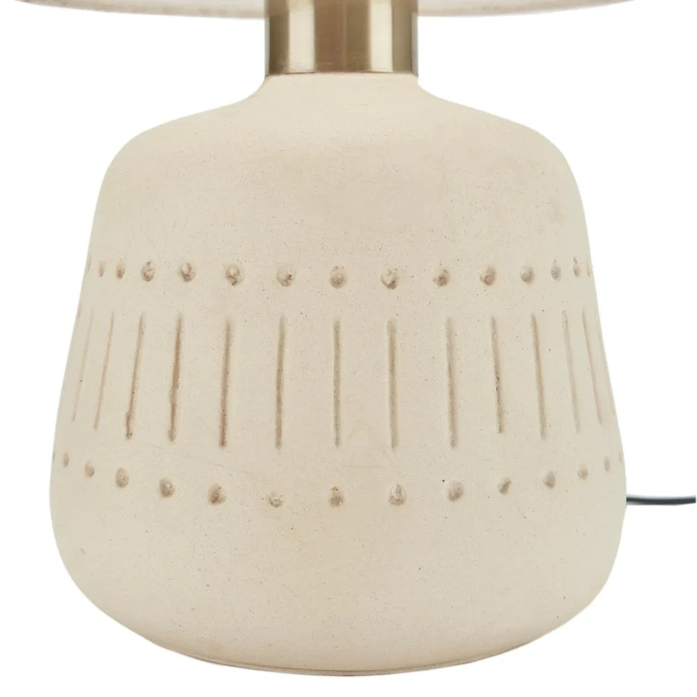 Nourison 16" Boho Cream Textured Ceramic Table Lamp