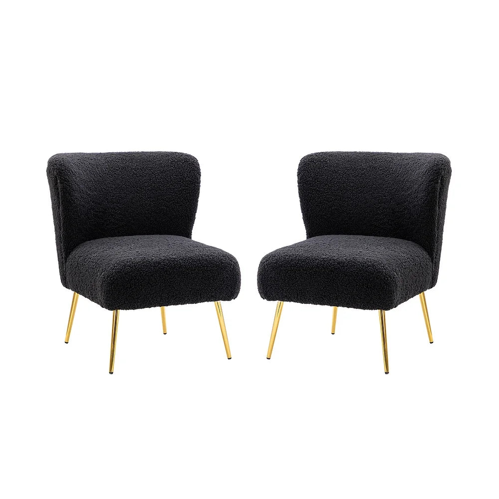 Exadius Modern Upholstered Accent Side Chair with Metal Legs Set of 2