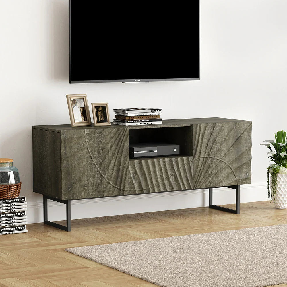 Oliver Contemporary Wooden 65" TV Stand with Carving Design