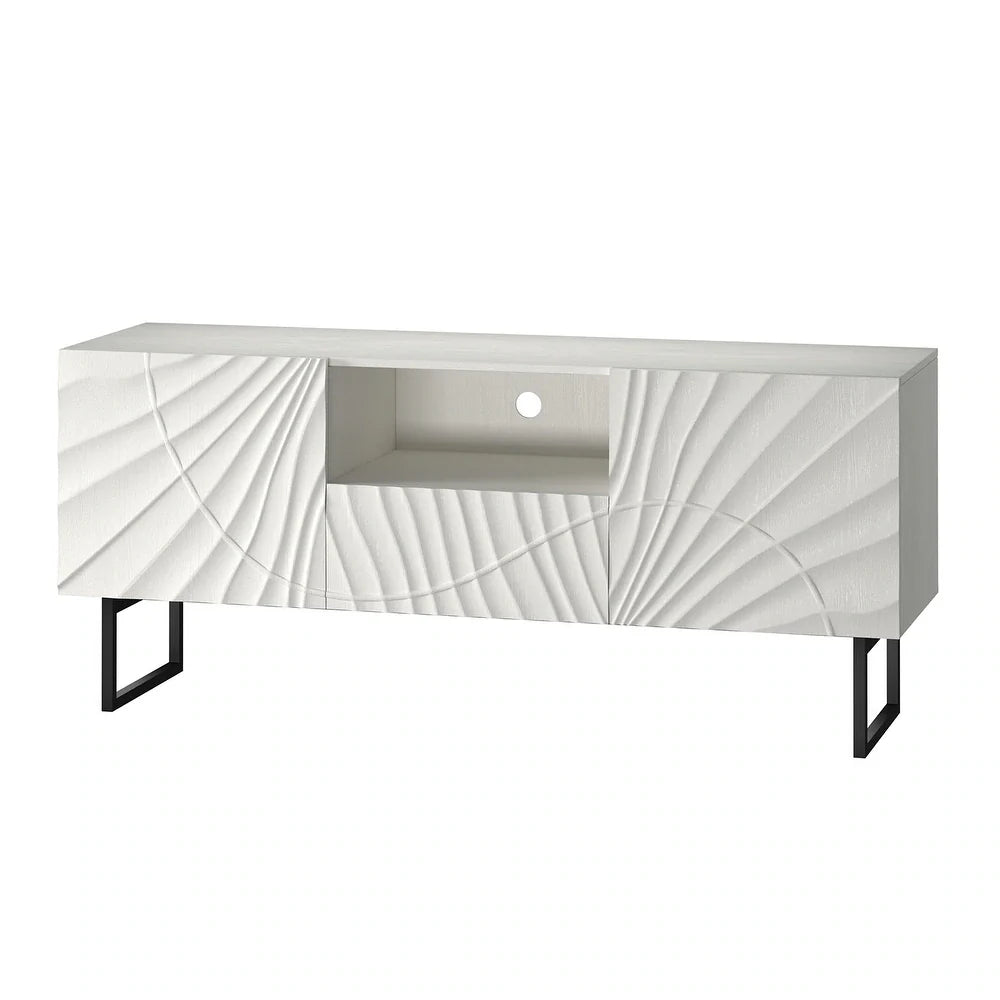 Oliver Contemporary Wooden 65" TV Stand with Carving Design