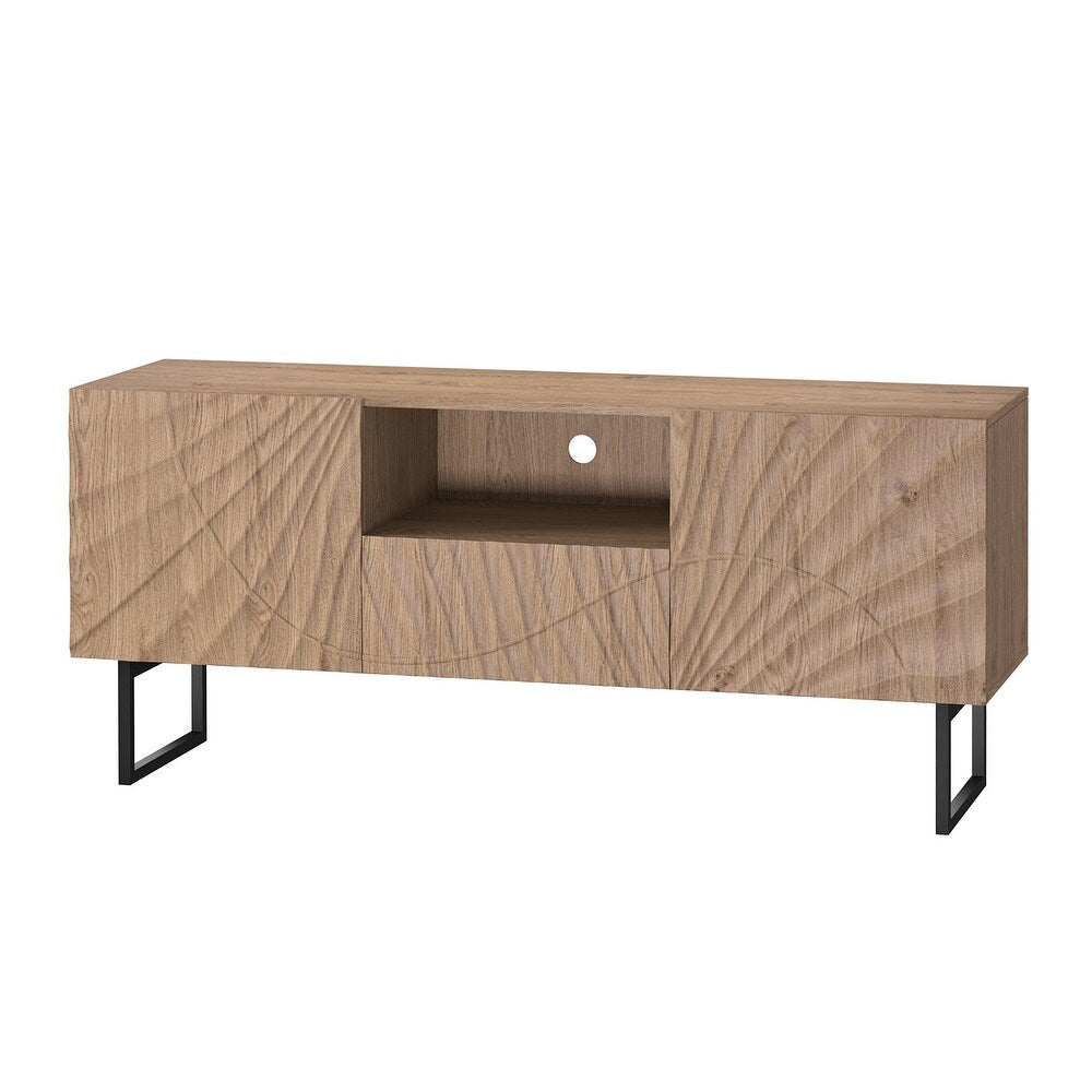 Oliver Contemporary Wooden 65" TV Stand with Carving Design