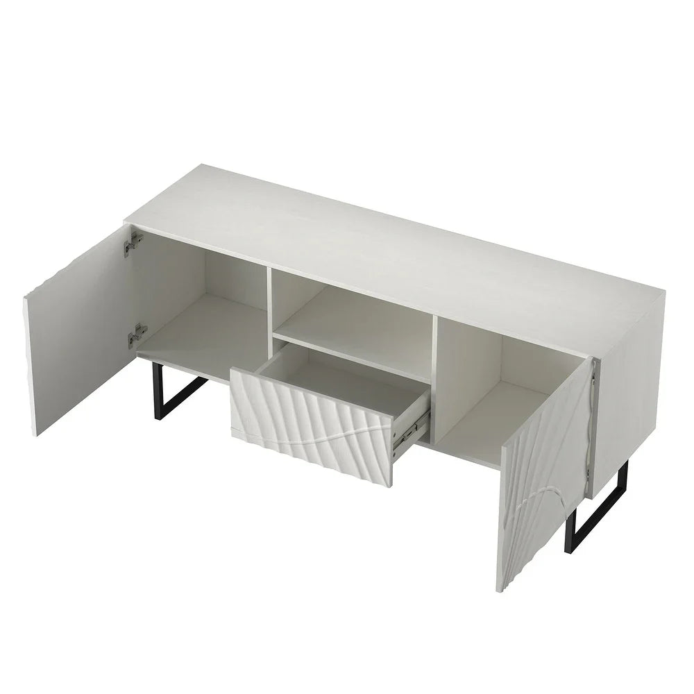 Oliver Contemporary Wooden 65" TV Stand with Carving Design