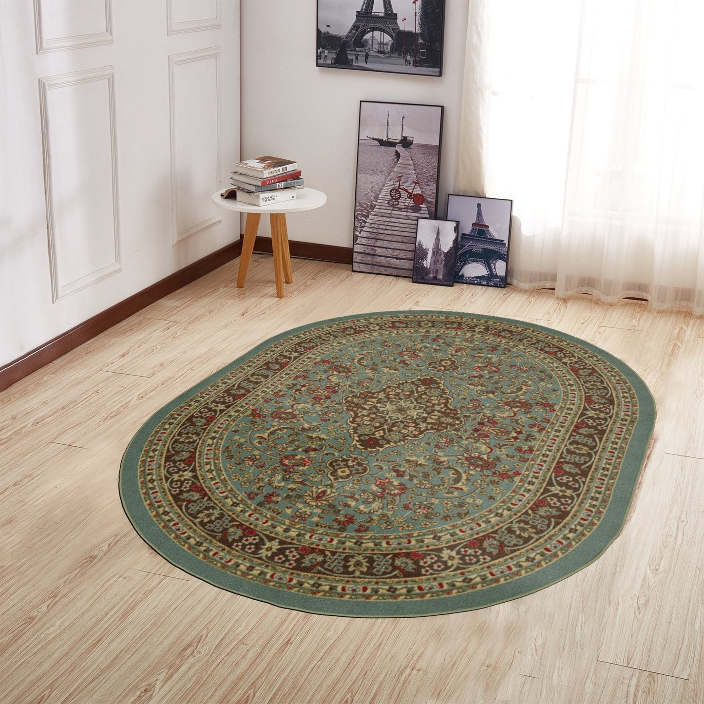 Persian Oriental Design Sage Green Non-Skid Area Rugs