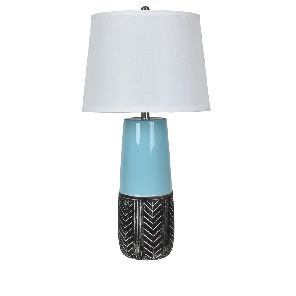 Paignton Blue and Black 29-inch Ceramic Tapered Drum Table Lamp