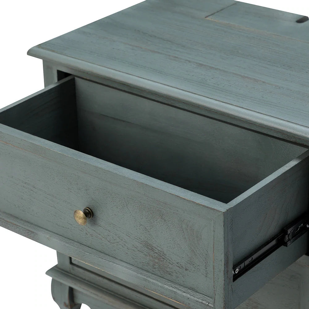 Pallantium 2 Drawer Wood Multifunctional Nightstand Set of 2