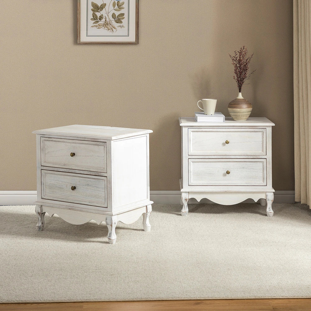 Pallantium 2 Drawer Wood Multifunctional Nightstand Set of 2