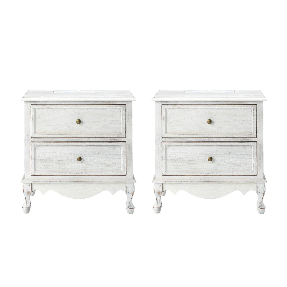 Pallantium 2 Drawer Wood Multifunctional Nightstand Set of 2