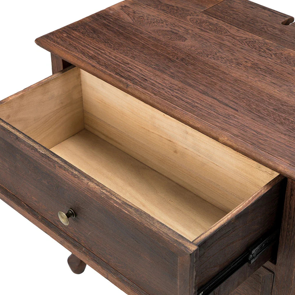 Pallantium 2 Drawer Wood Multifunctional Nightstand Set of 2
