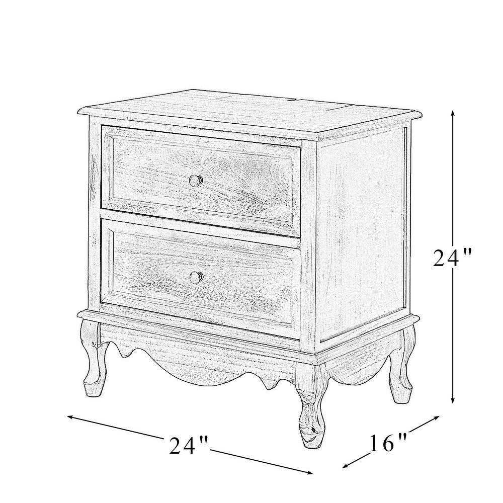 Pallantium 2 Drawer Wood Multifunctional Nightstand Set of 2