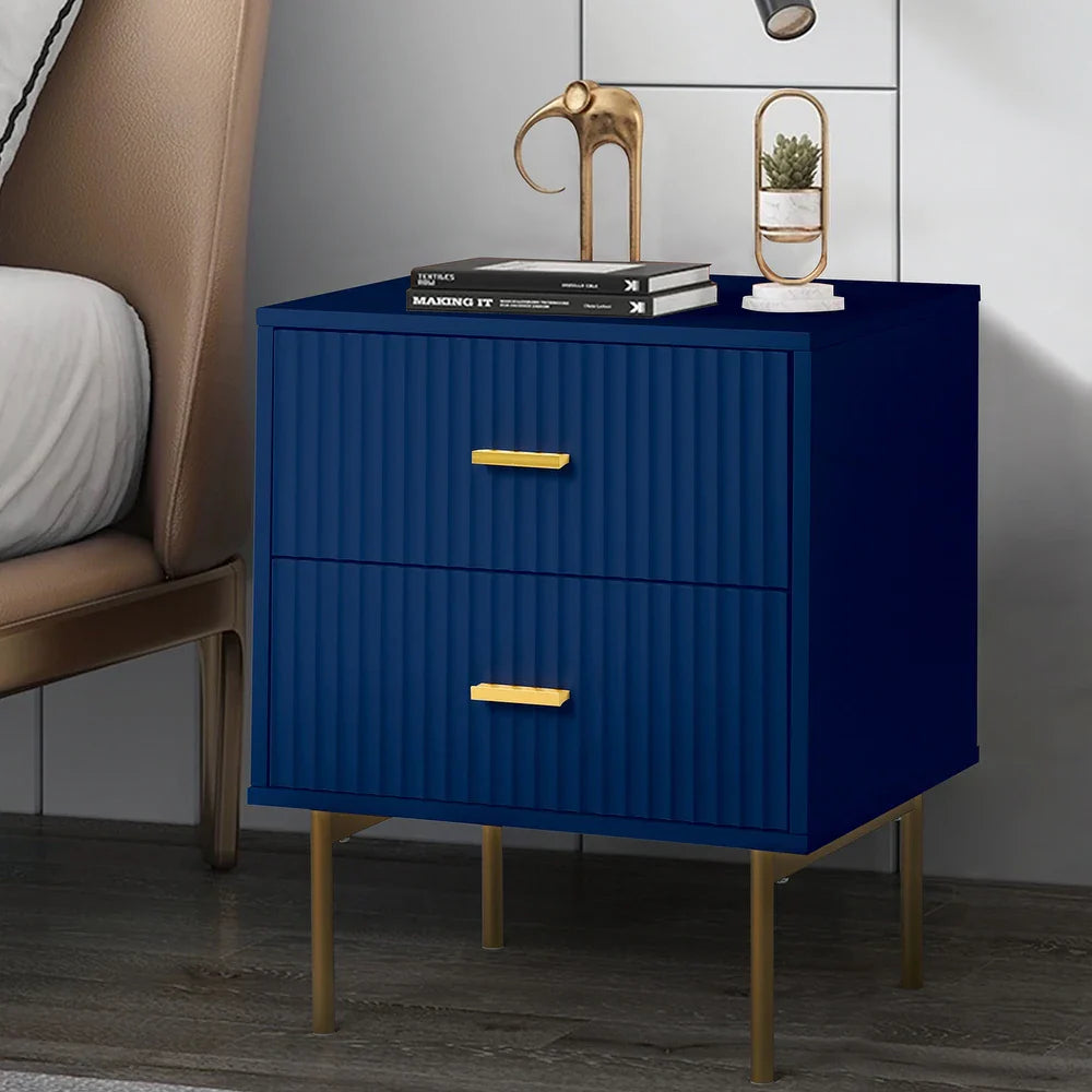 Paul Multifunctional 2-Drawer Nightstand with Metal Legs