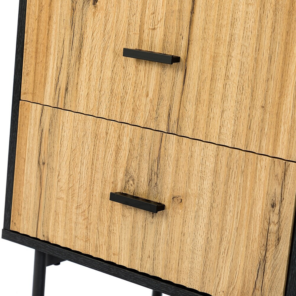 Paul Multifunctional 2-Drawer Nightstand with Metal Legs