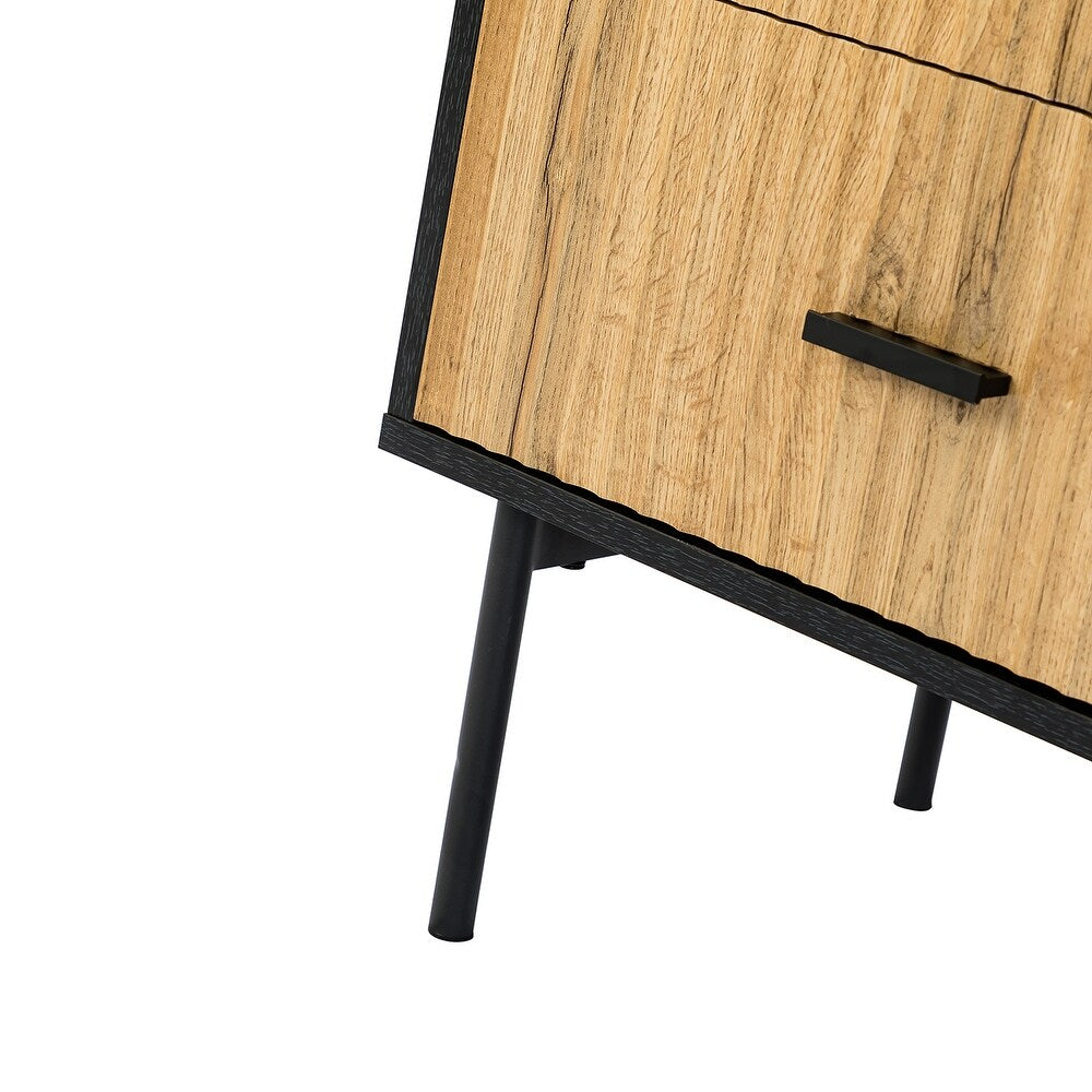 Paul Multifunctional 2-Drawer Nightstand with Metal Legs