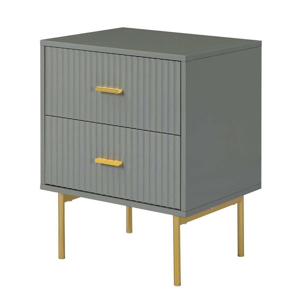 Paul Multifunctional 2-Drawer Nightstand with Metal Legs