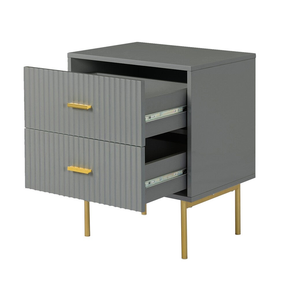 Paul Multifunctional 2-Drawer Nightstand with Metal Legs