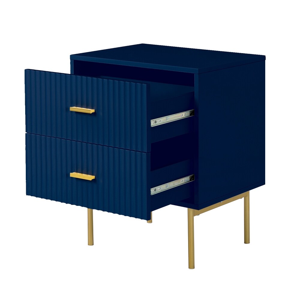 Paul Multifunctional 2-Drawer Nightstand with Metal Legs