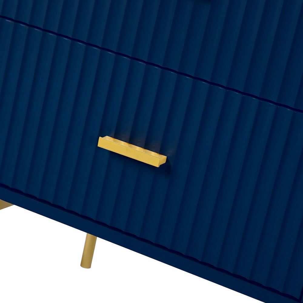 Paul Multifunctional 2-Drawer Nightstand with Metal Legs