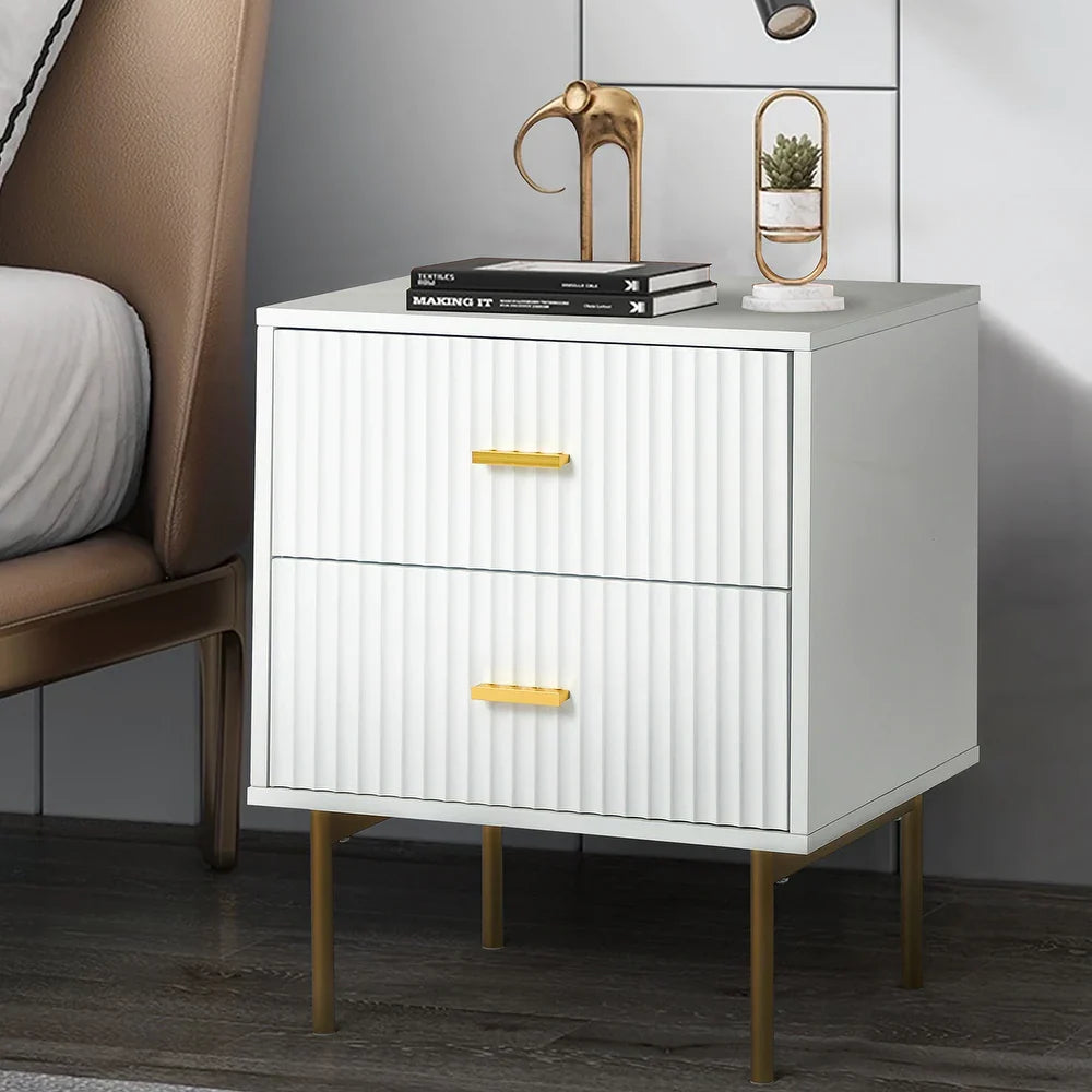Paul Multifunctional 2-Drawer Nightstand with Metal Legs