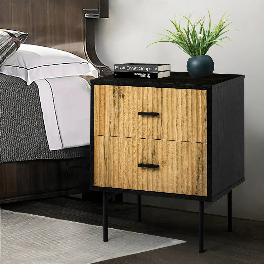 Paul Multifunctional 2-Drawer Nightstand with Metal Legs