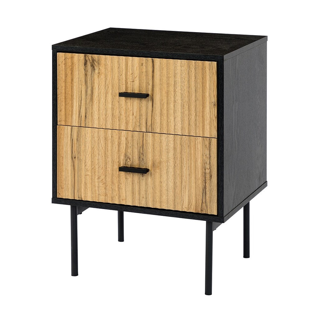 Paul Multifunctional 2-Drawer Nightstand with Metal Legs