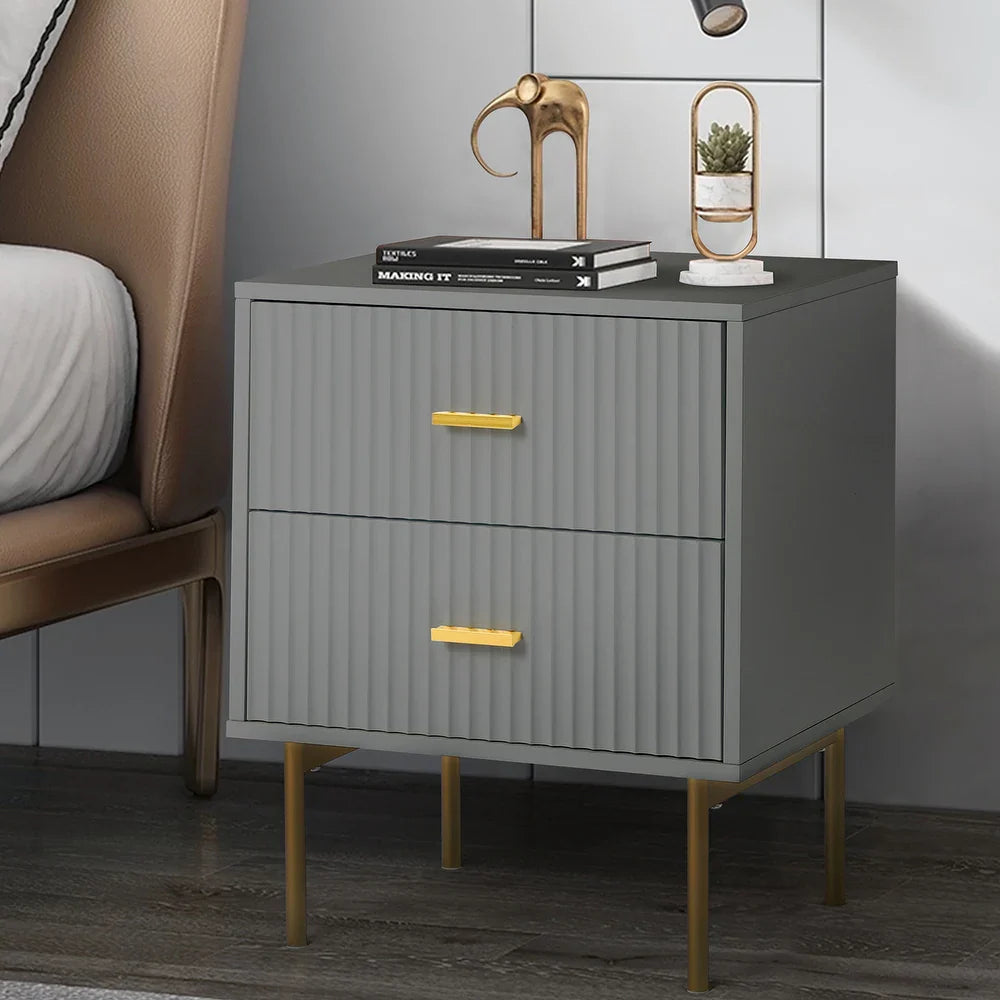Paul Multifunctional 2-Drawer Nightstand with Metal Legs