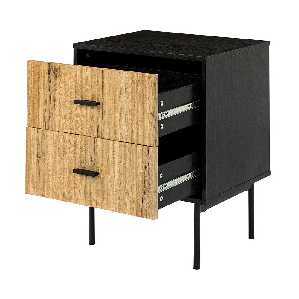 Paul Multifunctional 2-Drawer Nightstand with Metal Legs